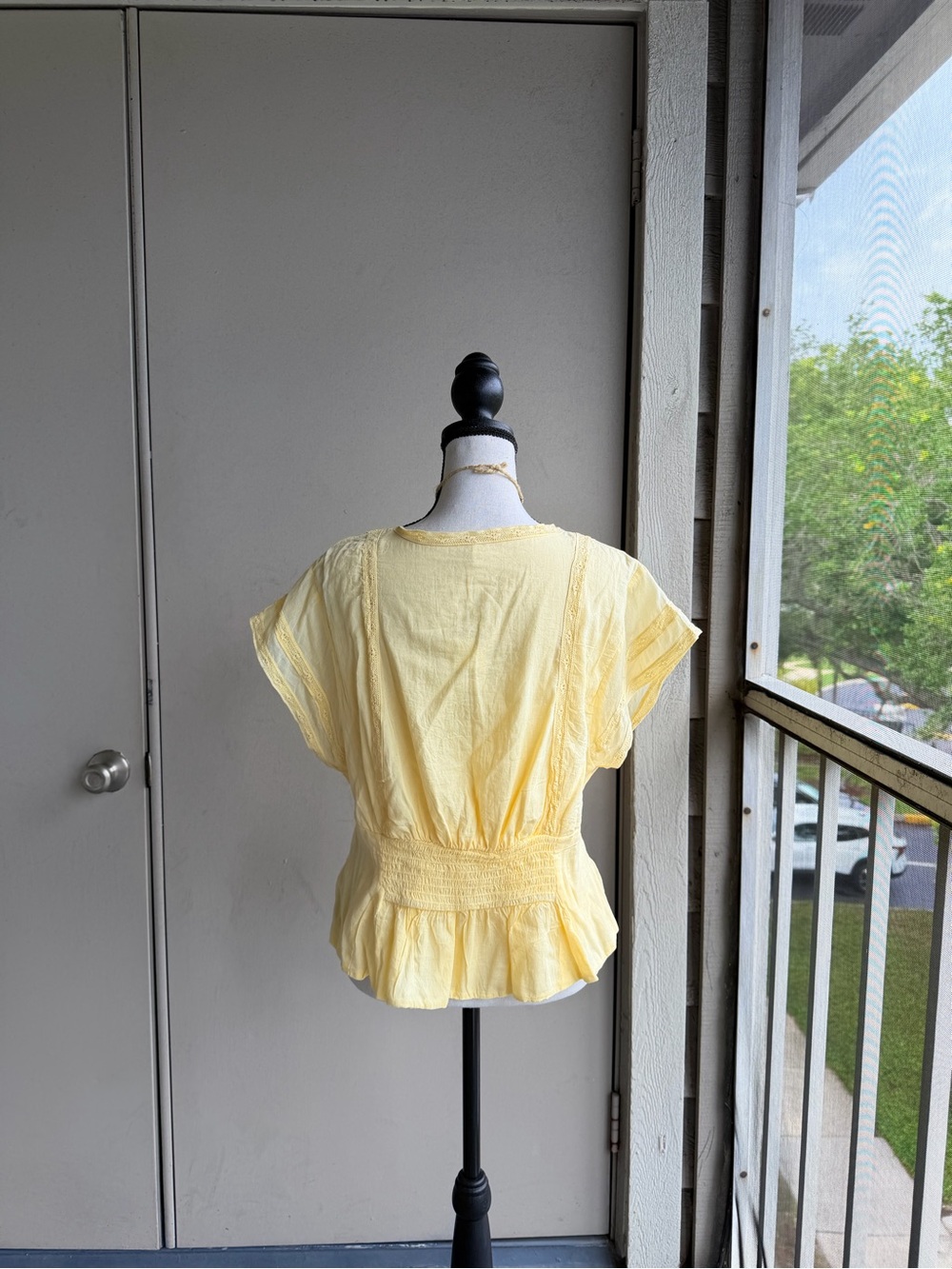 NWT Free People Solid Landy Top in Banana Cream Yellow Button-Front Blouse - Picture 4 of 9
